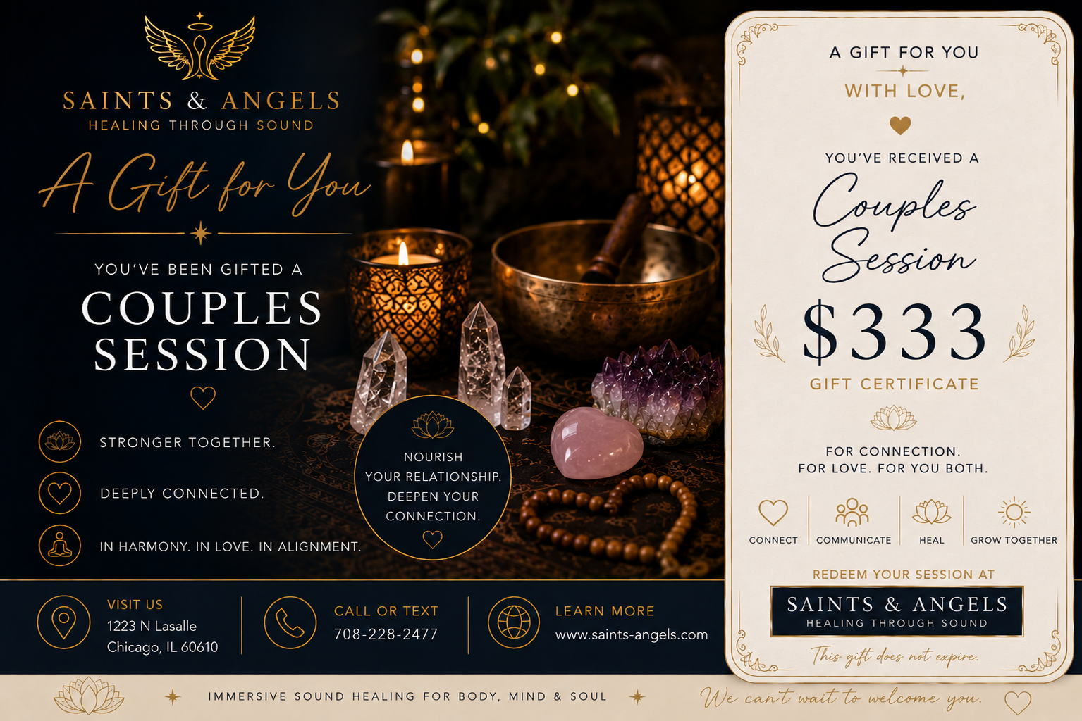 Couples Session gift certificate, $333